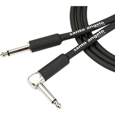Cabo para Guitarra Angel 6,10M P10 X P10 90º Cobre OFHC PVC Preto Santo Angelo
