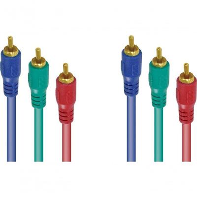 Cabo de Vídeo Componente RGB Ypbpr VC-2 2M com Conectores Dourados para Melhor Imagem Vinik