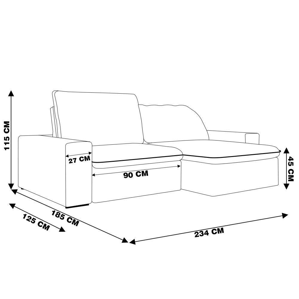 Sofá Retrátil 234cm Gabi Suede Bege Gran Belo - 2