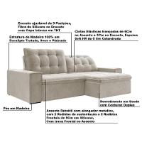 Sofá Retrátil 234cm Gabi Suede Bege Gran Belo - 4