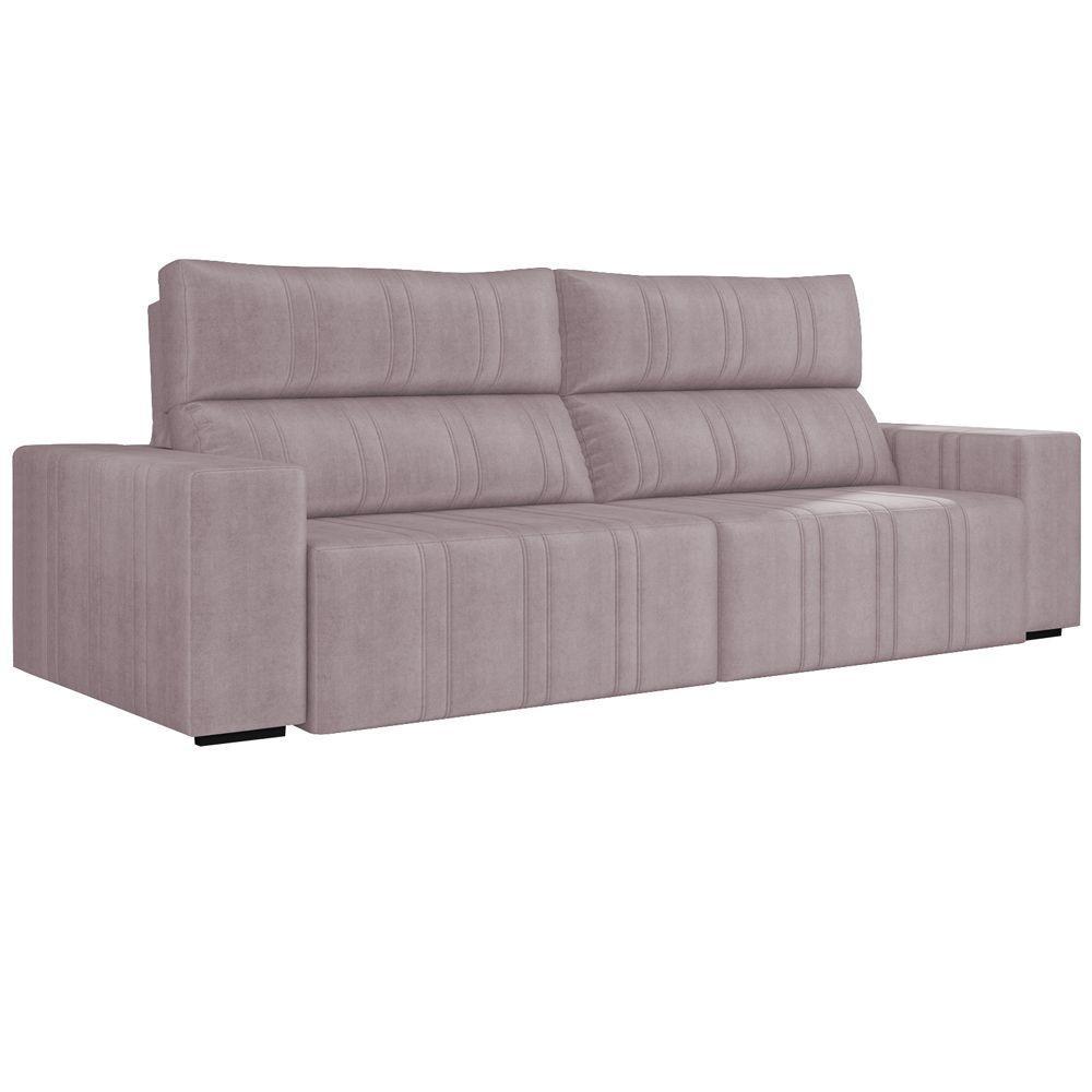 Sofá Retrátil 214cm Leonel Suede Rosê Gran Belo - 1