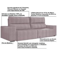 Sofá Retrátil 214cm Leonel Suede Rosê Gran Belo - 4