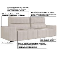 Sofá Retrátil 214cm Leonel Suede Bege Gran Belo - 4