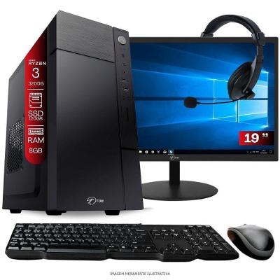Computador Home Office Ryzen 3 3200G 8GB DDR4 SSD 120GB Monitor 19 Windows 11 Tob Computers