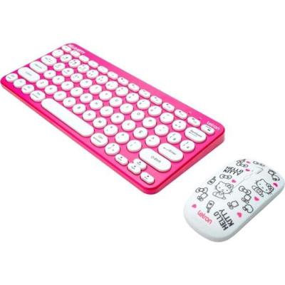 Kit Teclado e Mouse sem Fio Hello Kitty Rosa [F002] com Conexão USB e Bluetooth Rosa Letron