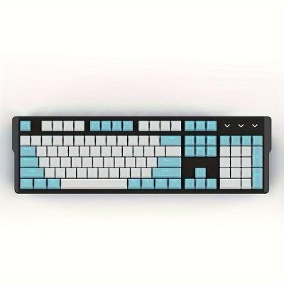 Kit de Teclas para Teclado Mecânico Minimalista 104 Chaves PBT Transparente Azul Branco OEM