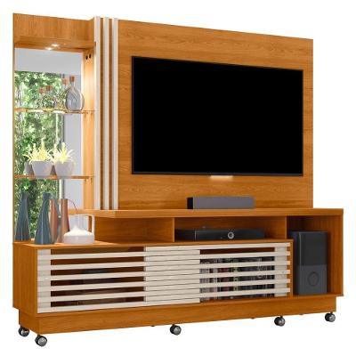 Estante Home para Tv 60 Frizz Plus 2 Portas MDP 200cm Cinamomo Off White Madetec Móveis