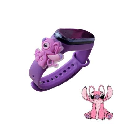 Relógio Infantil Feminino Angel Stitch Analógico Pulseira Silicone à Prova D'Água Roxo OEM
