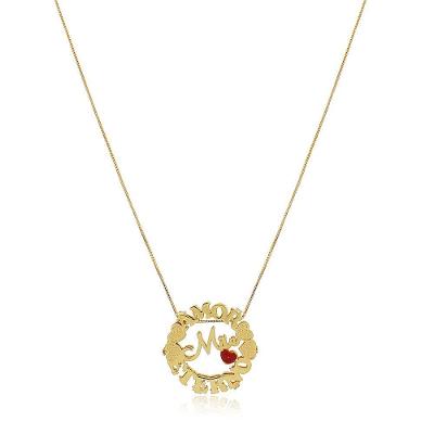 Colar Floratta Joias Mandala Mãe Amor Eterno [F027] Banhado em Ouro 18k Dourado para Mãe
