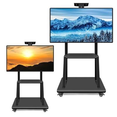 Suporte Para Tv Pedestal Com Prateleira Rodinhas