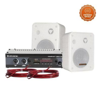 Kit de Som para Ambiente Ambience 2000 OD V2 200W com USB, SD-MMC, Rádio FM e Bluetooth Branco