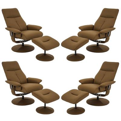 Kit 4 Poltronas De Massagem Detroit G56 Giratória Com Apoio Para Pés Pu Caramelo Laura Lar