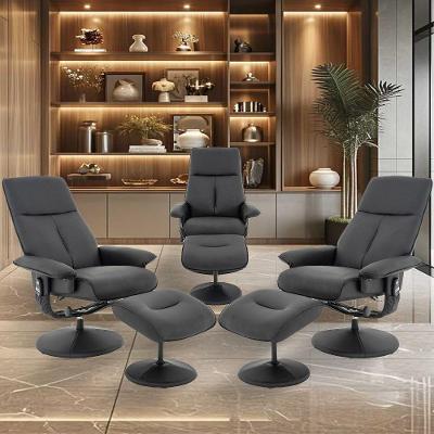 Kit 3 Poltronas De Massagem Reclinável Giratória Detroit Com Apoio Para Os Pés Preto Laura Lar