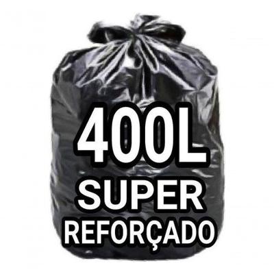 Saco para Lixo 400 Litros Super Reforçado Preto 50 Unidades Uso Profissional para Condomínios