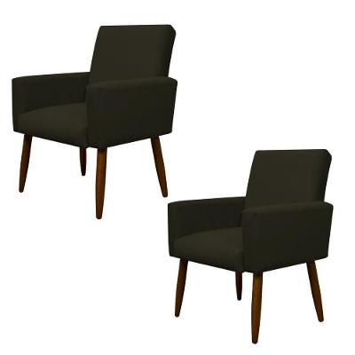 Kit 2 Poltronas Nina Para Recepção Suede Marrom Herrero