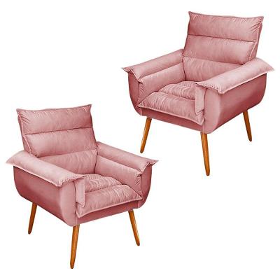 Kit 2 Poltronas Decorativas Monza Descanso Veludo Rosê Abmaza