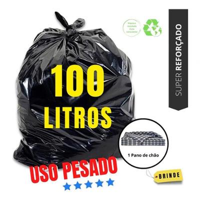 Saco de Lixo Uso Pesado Super Reforçado Preto 100L 90X100CM Pacote com 20 Unidades Higipack