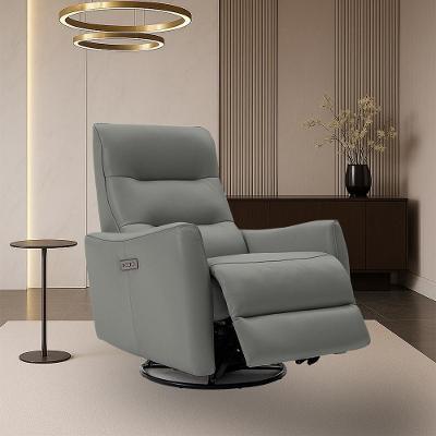 Poltrona Reclinável Elétrica Plaza G43 Couro Cinza com Usb e Usb C Gran Belo