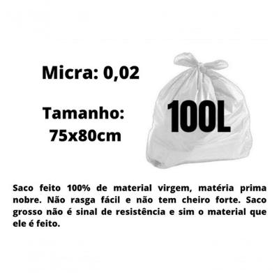 Saco para Lixo Saco P Lixo Branco de 100l Super Resistente Reforçado 100l Higipack
