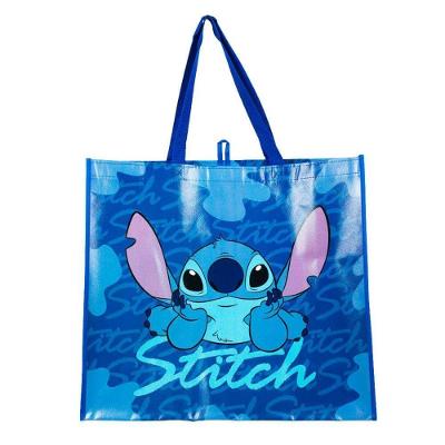 Sacola Reutilizável Disney Stitch Azul Escuro em Polipropileno 44X49,5CM Estampa Divertida Unissex