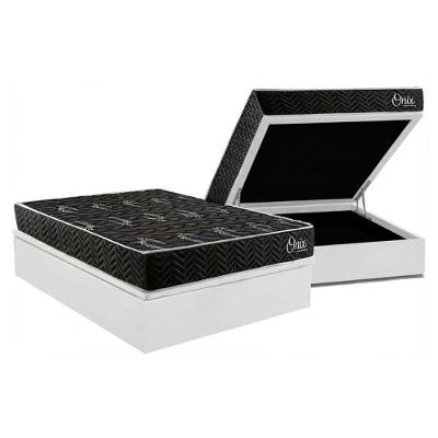 Cama Box Baú Casal + Colchão Anatômico Kappesberg D28 Onix + Base Crc Corano White