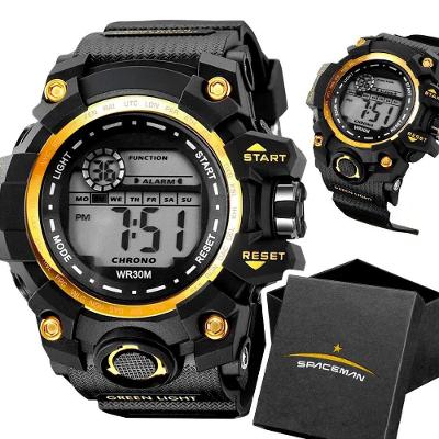 Relógio Digital Masculino Spaceman Esportivo com Pulseira de Silicone à Prova d’água LED Preto