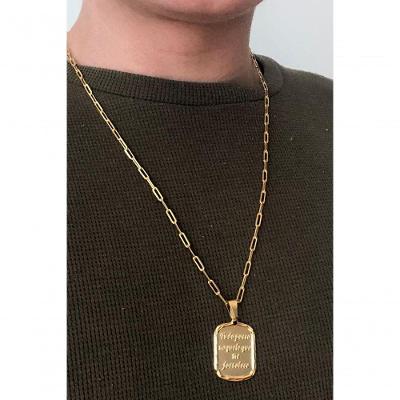 Pingente Floratta Joias Tudo Posso Naquele Que Me Fortalece [F027] Banhado em Ouro 18K Dourado