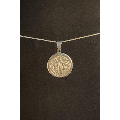 Pingente Floratta Joias São Bento [F027] em Aço Inox 2,3CM Prata Unissex