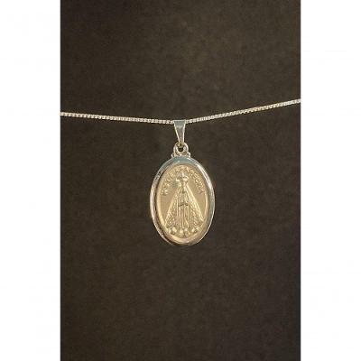 Pingente Floratta Joias Nossa Senhora Aparecida Oval Aço Inox 2,3CM X 1,7CM Prata Religioso