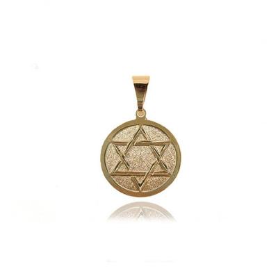 Pingente Estrela de Davi Judaico Banhado em Ouro 18k 2cm Dourado Higipack