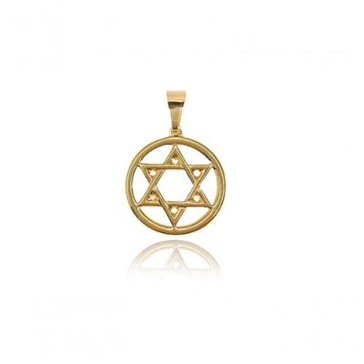 Pingente Estrela de Davi Judaico Banhado em Ouro 18k 2 e 5cm Dourado Unissex Higipack