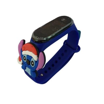 Relógio Infantil Feminino Angel Stitch Escuro Natal Analógico Pulseira Silicone à Prova D’água Azul