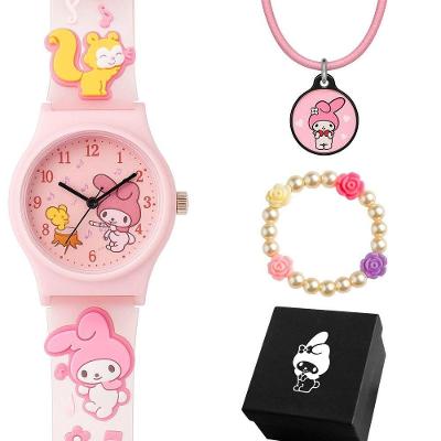 Relógio Infantil Analógico para Menina Orizom Kids com Pulseira em Silicone e Colar com Pingente