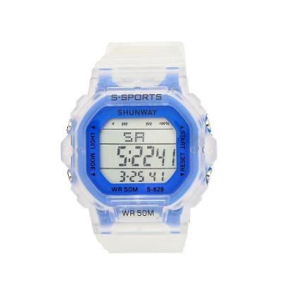 Relógio Feminino Digital Esportivo Transparente Azul Led - Tudo Em Caixa