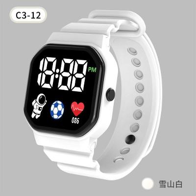 Relógio Digital Infantil Unicórnio Estudante com Pulseira Plástico Impermeável Branco OEM