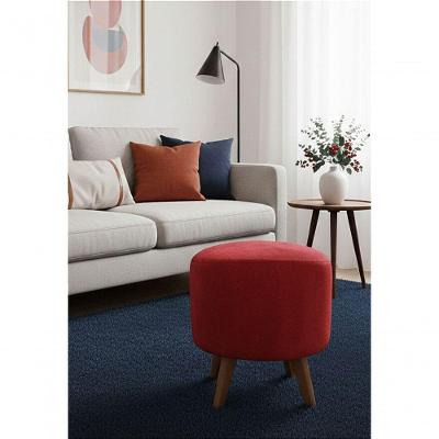 Puff Pé Palito Redondo Não é Segredo Veludo Vermelho 40x45