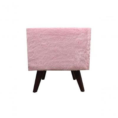 Puff Pé Palito Quadrado Não é Segredo Astracan Pelúcia Rosa Pés Marrom 40x45