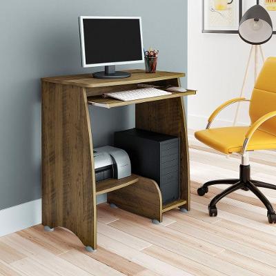 Mesa Escrivaninha para Computador Pixel com Prateleiras MDF-MDP 69cm Amadeirado Artely