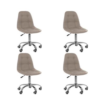 Kit 4 Cadeiras Office Eiffel Botonê Ajustável Oficial Bege