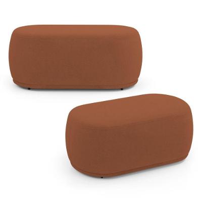 Kit 02 Puffs Orgânicos Molly 2 Lugares Bouclê Poliéster Terracota Abmaza