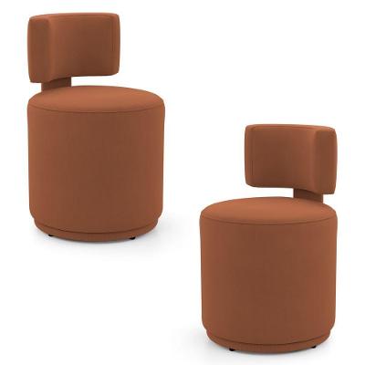 Kit 02 Puffs Decorativos Melis Orgânicos Veludo Terracota Abmaza