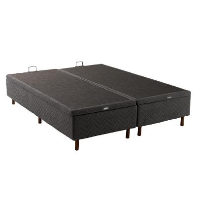 Base Cama Box com Baú Queen Lotus em Madeira com Abertura Frontal Titânio Kappesberg