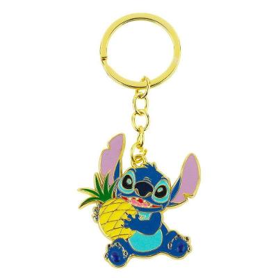 Chaveiro Disney Stitch Abacaxi Metal 5CM Azul com Pingente Detalhado em Relevo para Colecionadores