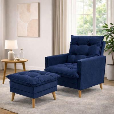 Kit Poltrona Reclinável com Puff Granada para Amamentação Encosto Ergonômico Azul Sofatec