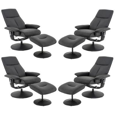 Kit 4 Poltronas De Massagem Detroit Pu Preto G56 Giratória Reclinável Preto Laura Lar