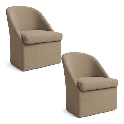 Kit 2 Poltronas Malli Bouclê Recepção Jantar Marrom Pallazio
