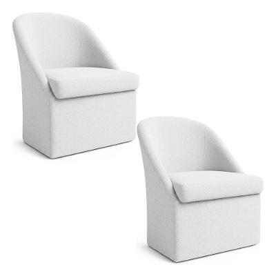 Kit 2 Poltronas Malli Bouclê Recepção Escritório Branco Pallazio