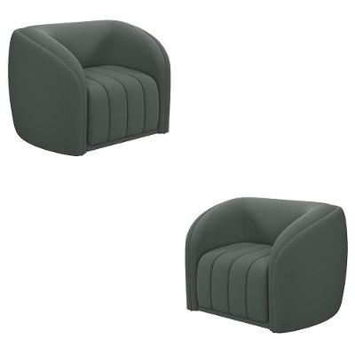 Kit 2 Poltronas Adam Decorativas Sala de Estar Veludo Confortavel Cinza Gran Belo