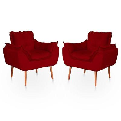 Kit 02 Poltronas Opala Sala Confortável Resistente Vermelho