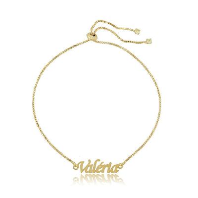 Pulseira Personalizada Floratta Joias com Nome Gravado e Fecho Gravata Folheada em Ouro 18K Feminina